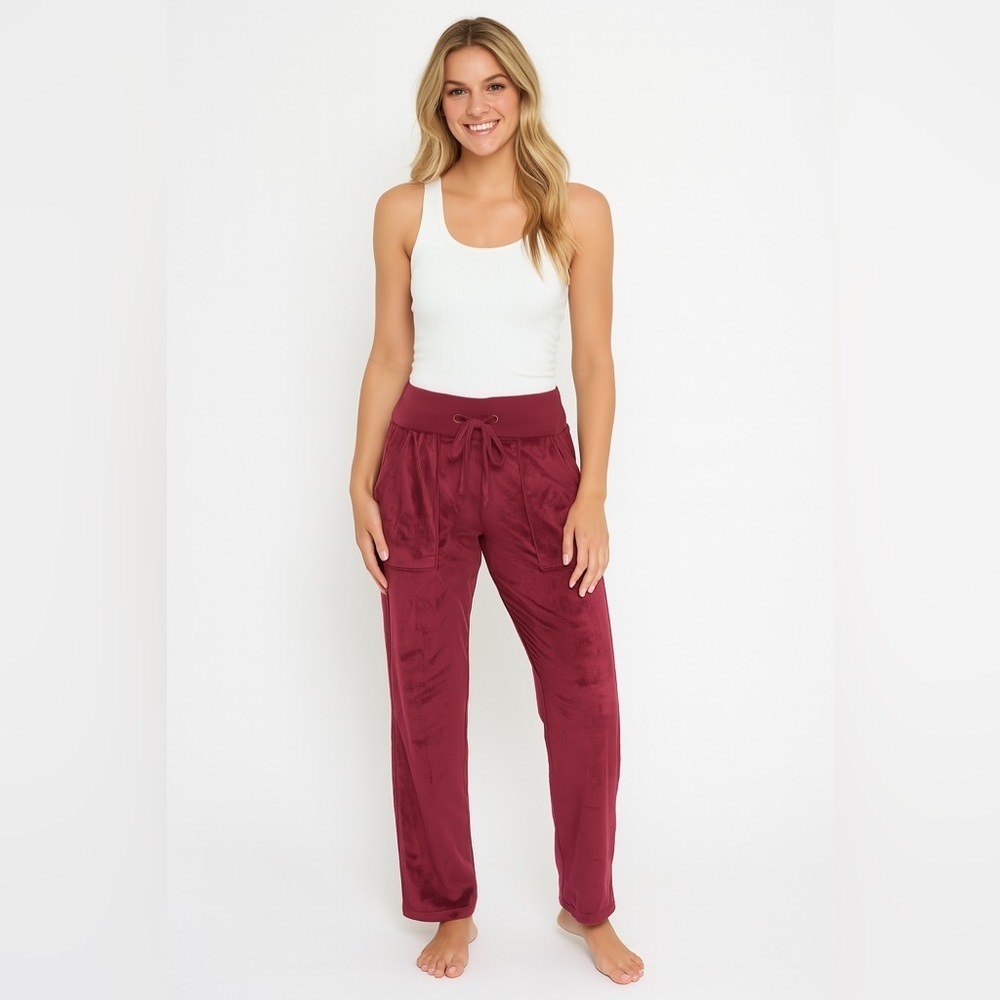 Burgundy Drawstring Pajama Pants Elegant